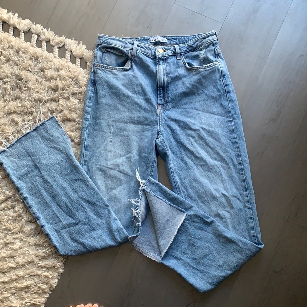 Zara split raw hem jeans